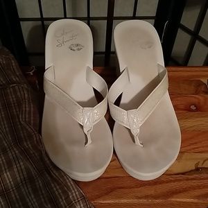 EUC White Wedge Sandle Colin Stuart for VS SPARKLE